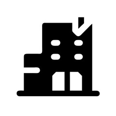 Icon of a damaged building to signify destruction or disrepair