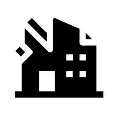 Icon of a damaged building to signify destruction or disrepair