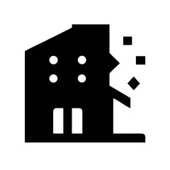Icon of a damaged building to signify destruction or disrepair