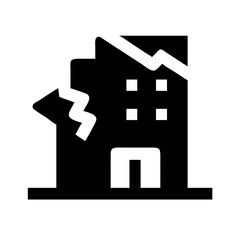 Icon of a damaged building to signify destruction or disrepair