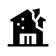 Icon of a damaged building to signify destruction or disrepair