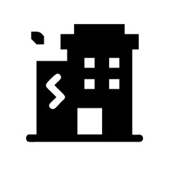 Icon of a damaged building to signify destruction or disrepair