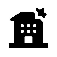 Icon of a damaged building to signify destruction or disrepair