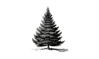Silver Fir Tree Illustrations, vector illustration, forest trees art, conifer tree drawing, nature background, seasonal foliage design, evergreen plant graphics, woodland scenery.