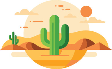 Abstract desert with cactus
