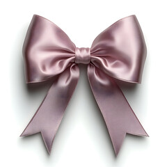 Dusty Rose Satin Ribbon Bow Isolated White Background