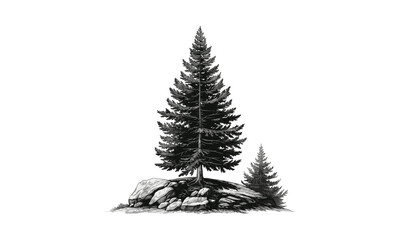 Spruce Tree Illustrations, vector illustration, forest landscape, pine tree clipart, nature design elements, conifer tree art, seasonal greenery, outdoor scenery.