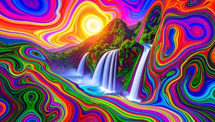 Obraz premium Abstract colorful background with circular patterns and bright summer-inspired swirls1