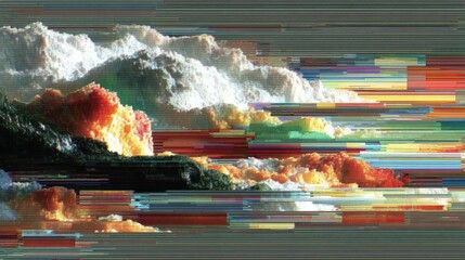 Abstract Glitch Seascape Vibrant Digital Artwork