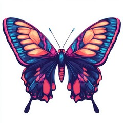 Colorful Psychedelic Butterfly with Intricate Optical Illusion Wing Patterns