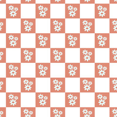 pastel color Checkerboard seamless pattern design with flowers