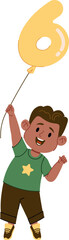 Boy Holding 6 Number Balloon