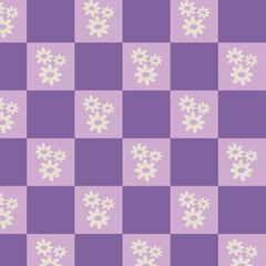 pastel color Checkerboard seamless pattern design with flowers