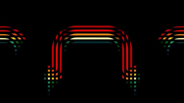 abstract orange blue and yellow color scheme moving squares lines background