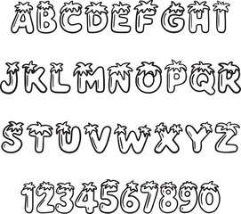 Hairy Wig Hair typography font lettering ABC cartoon vector text