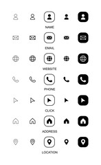 Collection of business card icons in various styles