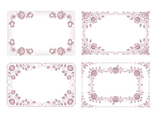Elegant Hand drawn Floral Vintage Frame set or Ornamental decorative Border Designs Vector