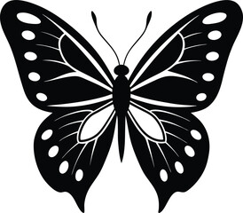 Elegant Black Butterfly Illustration  A Stunning Vector Graphic Design on Transparent Background