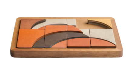 Fraction puzzle with magnetic backing, Transparent background, PNG file