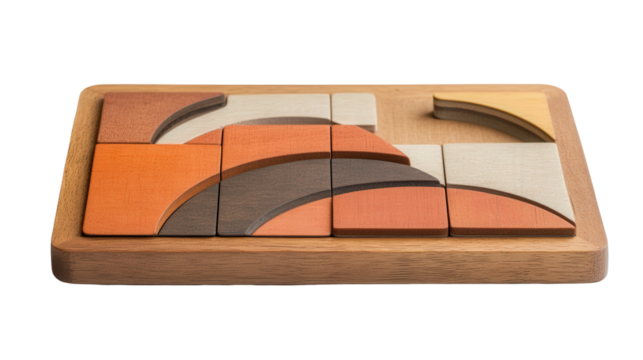 Fraction puzzle with magnetic backing, Transparent background, PNG file