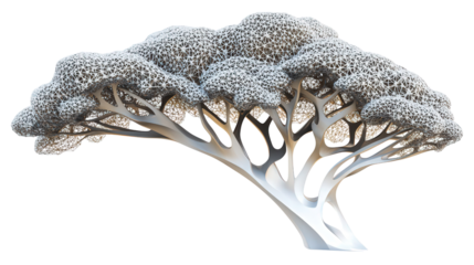 Geometric fractal tree, Transparent background, PNG file