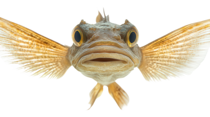 Goblinfish with wide fins, Transparent background, PNG file