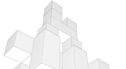 Obraz premium abstract architecture modular construction 3d