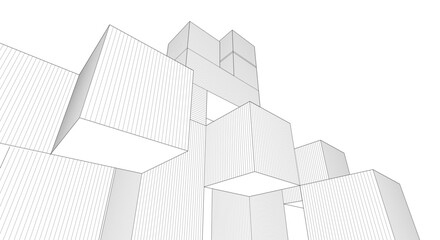 abstract architecture modular construction 3d