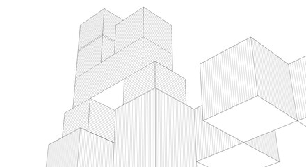 Obraz premium abstract architecture modular construction 3d