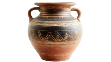 Greek classical pottery drinking vessel, Transparent background, PNG file