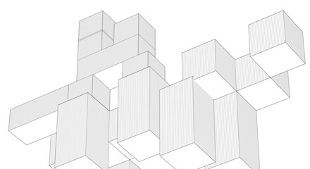 abstract architecture modular construction 3d