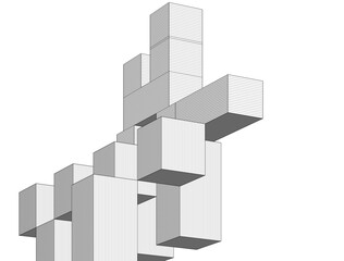 Fototapeta premium abstract architecture modular construction 3d