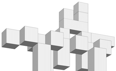 Obraz premium abstract architecture modular construction 3d