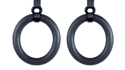 Gymnastic rings with adjustable grip texture Transparent background, PNG file