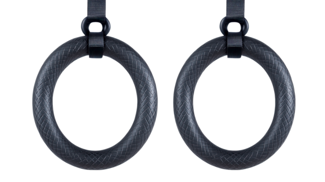 Gymnastic rings with adjustable grip texture Transparent background, PNG file