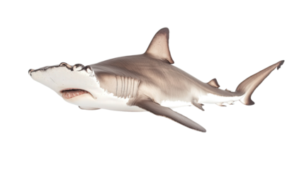 Hammerhead shark with wide head, Transparent background, PNG file