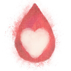 Abstract Heart Shape with Red Border. Watercolor Menstruation Periods Icon
