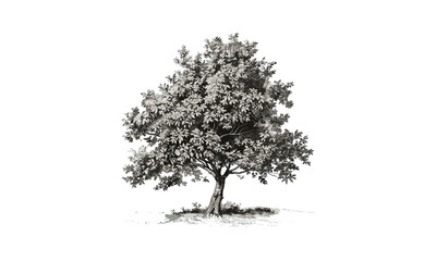 Vintage Hazel Tree Illustration, Turkish Botanical Art, Vector Illustration, Floral Drawing, Nature Sketch, Classic Garden Design, Rustic Plant Image, Tree Silhouette, Herbal Artwork.