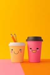 Happy Coffee Cups with Faces