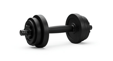 Naklejka premium Black dumbbell on a white background. 3D illustration