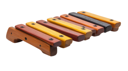 Handcrafted wooden xylophone bars Transparent background, PNG file