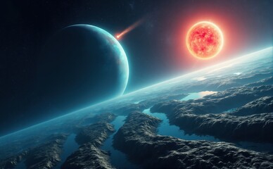 Exoplanet, Red Star, and Comet