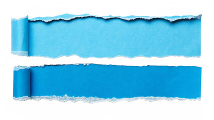 torn blue paper strips revealing a blue background with curled edges