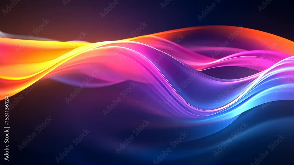 Poster vibrant colorful wave patterns flowing smoothly across abstract digital background