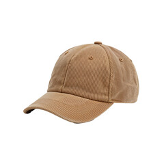 Tan Corduroy Baseball Cap, Casual Style, Isolated on Transparent Background
