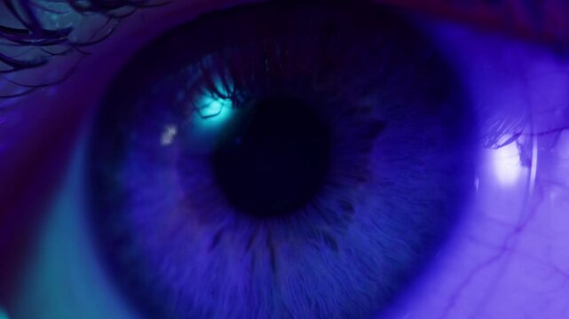 Man eye macro, Detailed closeup macro a human blue eye showcases its intricate characteristics. Ophthalmology clinic, vision.