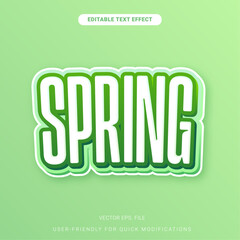 Editable green spring season text effect with layered bold 3D style for fresh and seasonal design