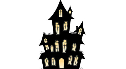 Spooky Halloween Haunted House Silhouette