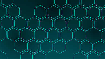 Hexagonal gaming honeycomb abstract background. Hexagon technology futuristic dark vector abstract background. Neon technology bright flashesunder hexagon. 