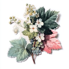 Exquisite Vintage Botanical Print Featuring Delicate Flowers Green Leaves and Berries Ideal for Wedding Invitations Greeting Cards or Home Decor Projects